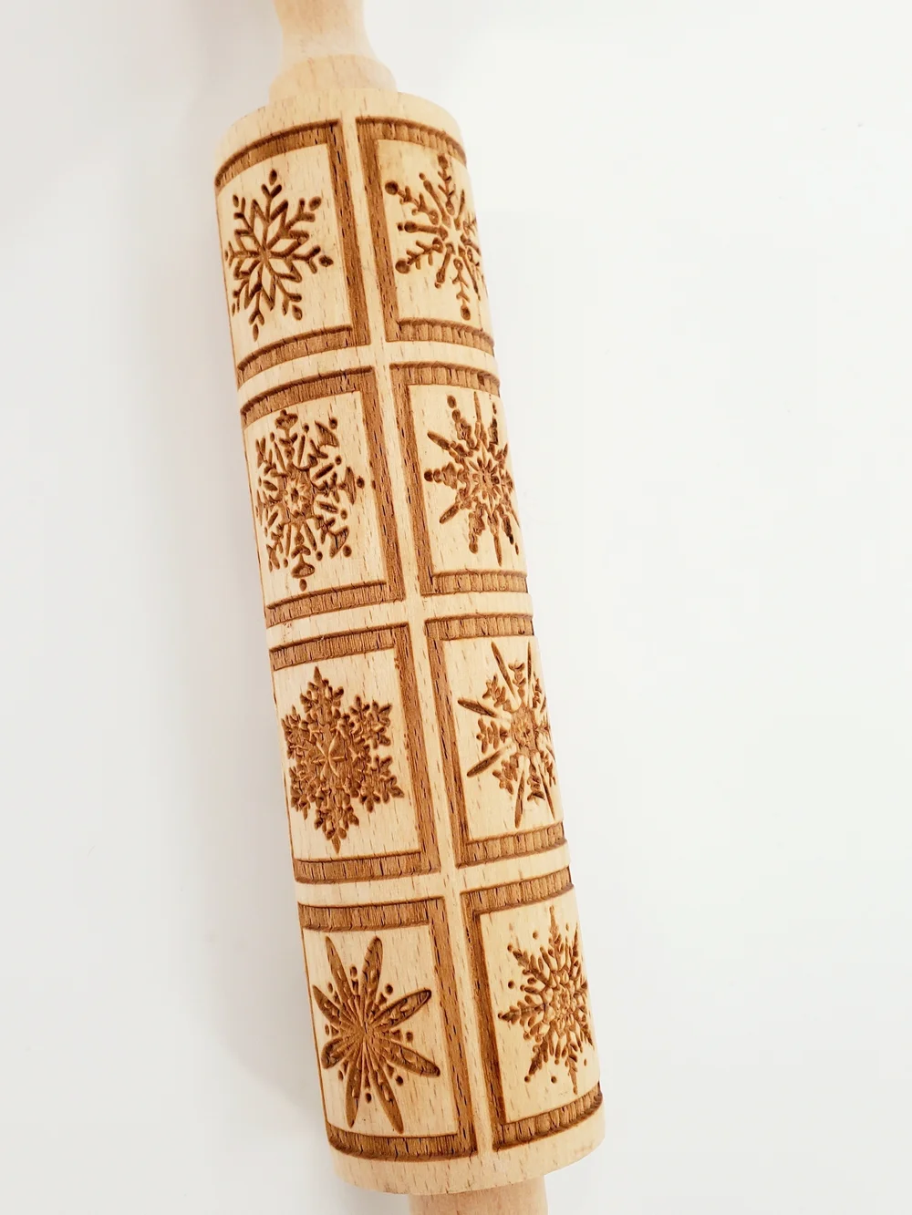 Snowflake Wooden Rolling Pin Embossing Christmas 14